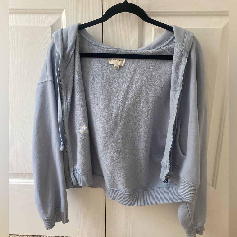 Aerie cropped Light Blue Small zip up